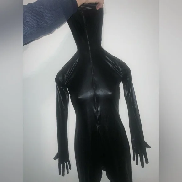 Kinky Black Full-Body Zip-Up Catsuit Sz XS-S - Picture 14 of 16